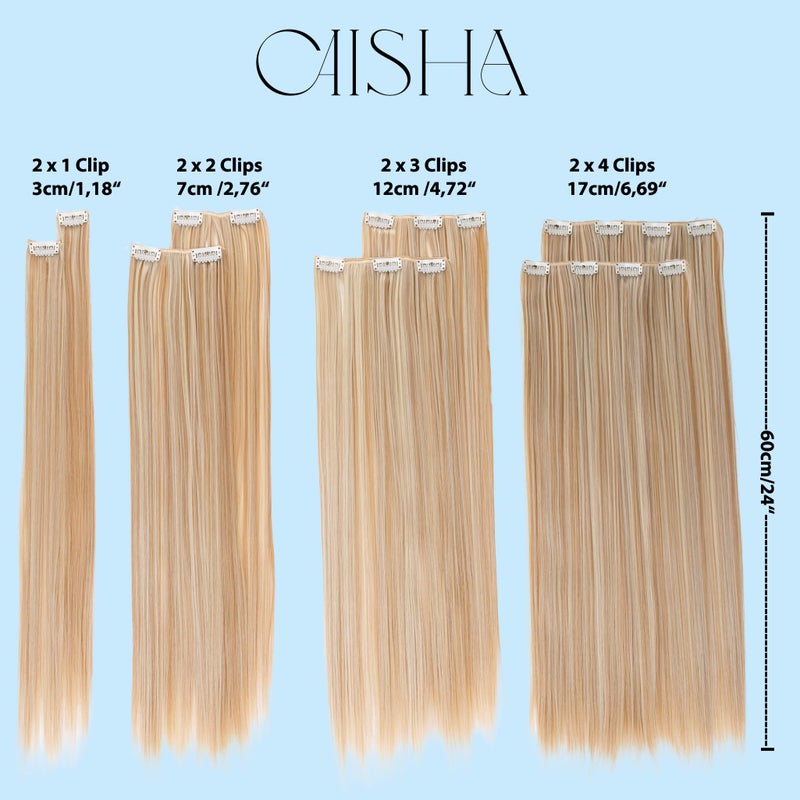 CAISHA XXL 24" 8 Pieces Set Clip In Extensions Hair Extension Hairpiece Straight Light Blond CES8 - Image 3
